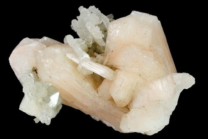 Peach Stilbite Clusters on Chalcedony - India #168975